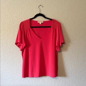 MK Michael Kors Pink V-Neck Top